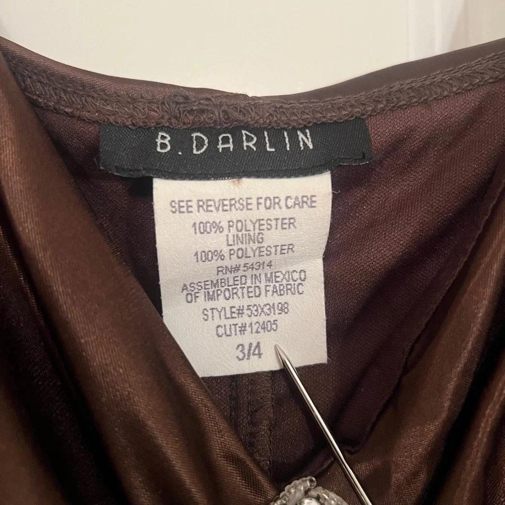 Y2K B Darlin Chocolate Brown Dress with Silver Embellishments - Picture 3 of 3